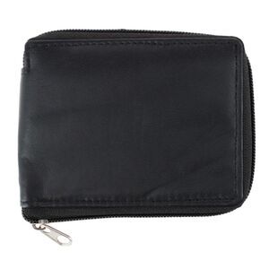 CTM Leather Zip-Around Bifold Wallet with Coin Pocket